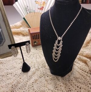 Rhinestone Necklace and Earrings